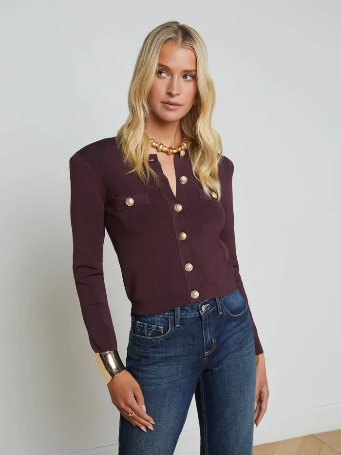 Women L039Agence Knitwear Toulouse Cardigan Dark Syrahgold