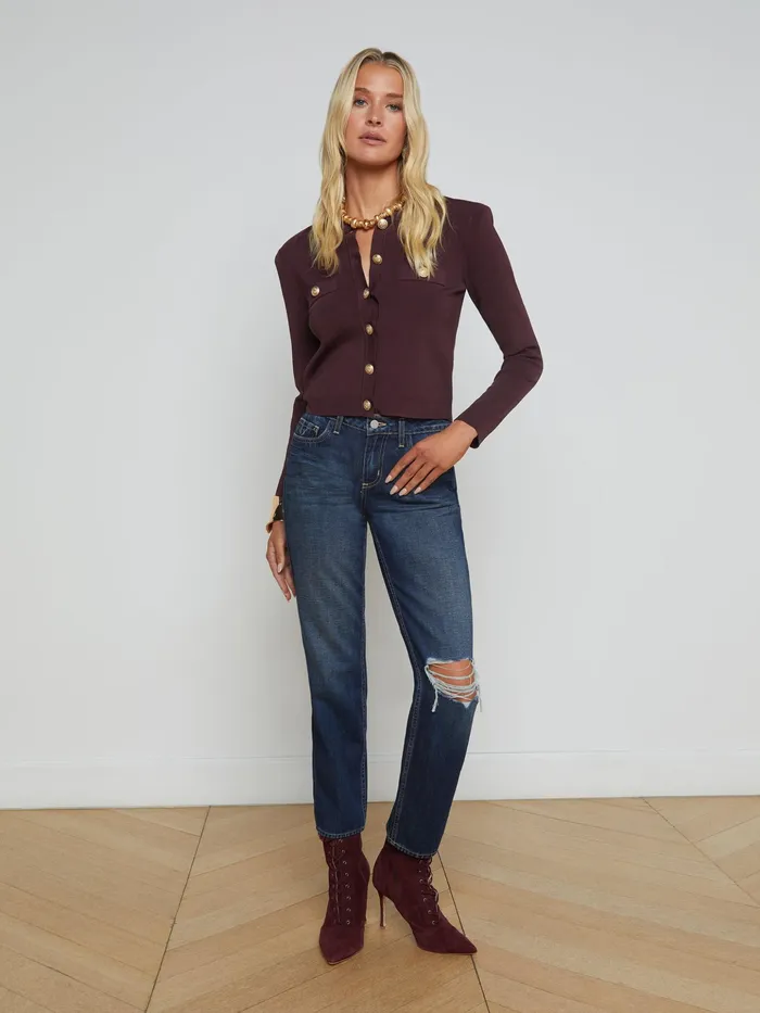 Women L039Agence Knitwear Toulouse Cardigan Dark Syrahgold Women L039Agence Knitwear Toulouse Cardigan Dark Syrahgold