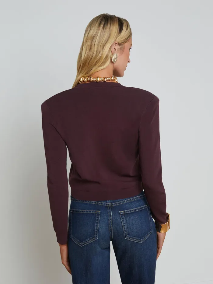 Women L039Agence Knitwear Toulouse Cardigan Dark Syrahgold Women L039Agence Knitwear Toulouse Cardigan Dark Syrahgold