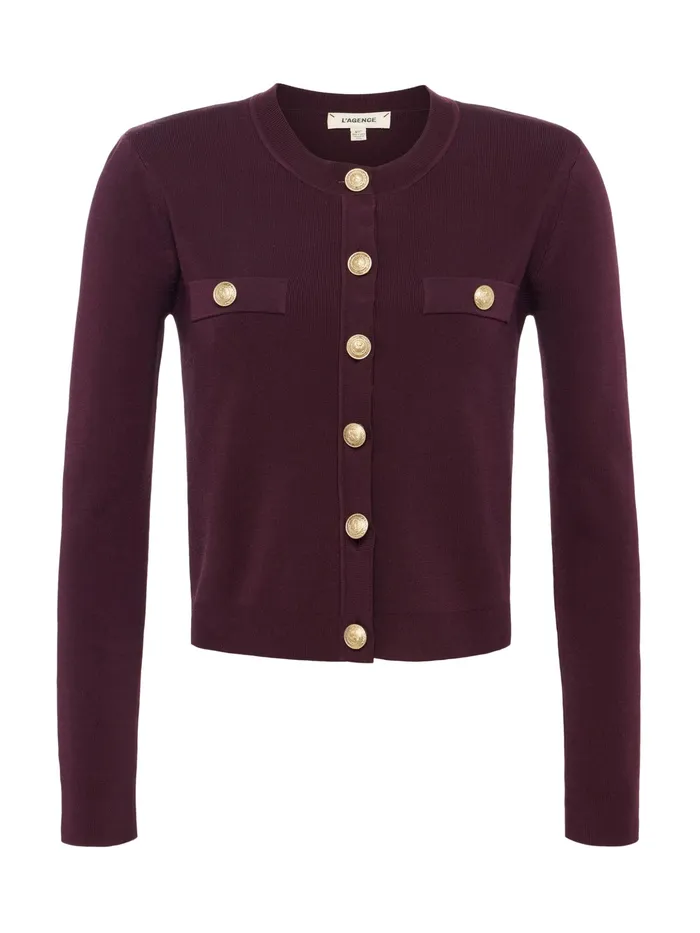 Women L039Agence Knitwear Toulouse Cardigan Dark Syrahgold Women L039Agence Knitwear Toulouse Cardigan Dark Syrahgold