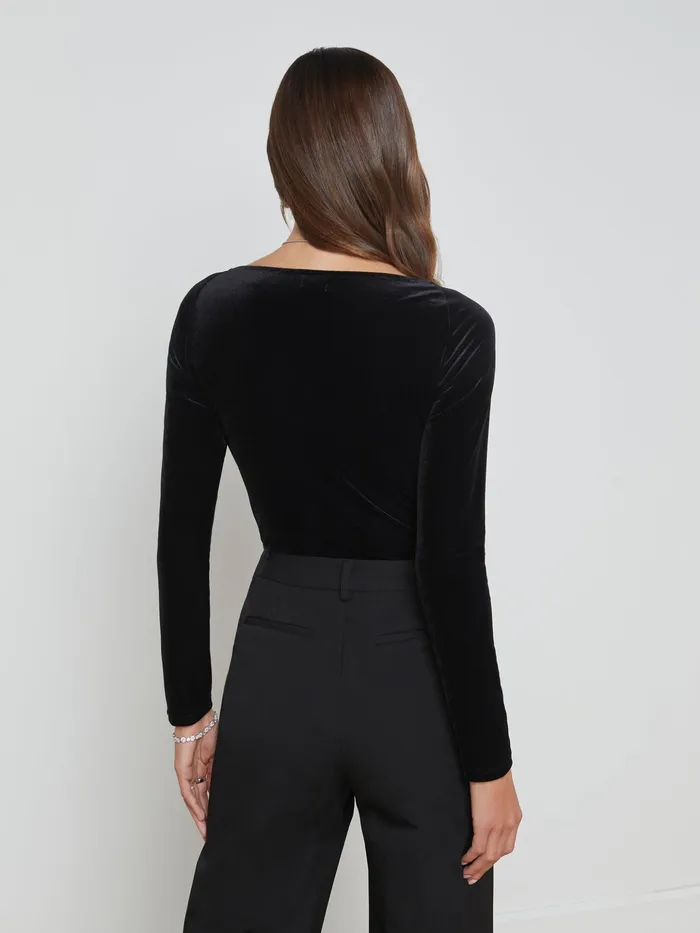 Women L039Agence Matching Sets Winona Velvet Bodysuit Black Women L039Agence Matching Sets Winona Velvet Bodysuit Black