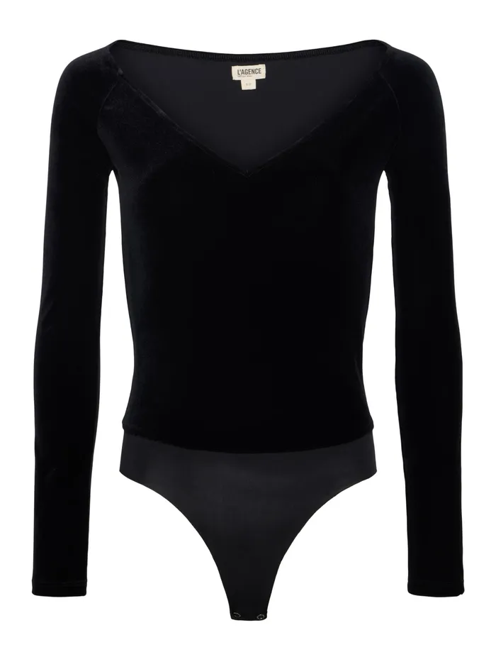 Women L039Agence Matching Sets Winona Velvet Bodysuit Black Women L039Agence Matching Sets Winona Velvet Bodysuit Black