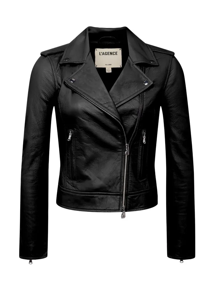 Women L039Agence Outerwear New Leather Biker Jacket Black Women L039Agence Outerwear New Leather Biker Jacket Black