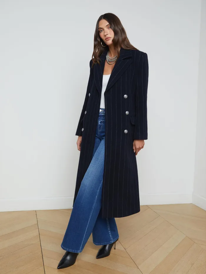 Women L039Agence Outerwear New Olina Coat Midnightivory Pinstripe Women L039Agence Outerwear New Olina Coat Midnightivory Pinstripe