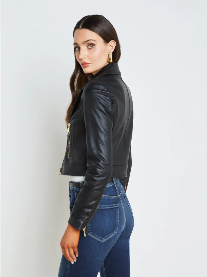 Women L039Agence Outerwear New Onna Leather Jacket Black Women L039Agence Outerwear New Onna Leather Jacket Black