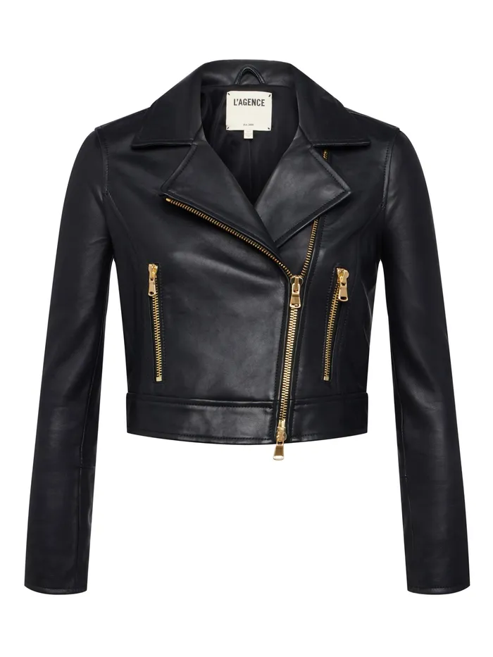 Women L039Agence Outerwear New Onna Leather Jacket Black Women L039Agence Outerwear New Onna Leather Jacket Black