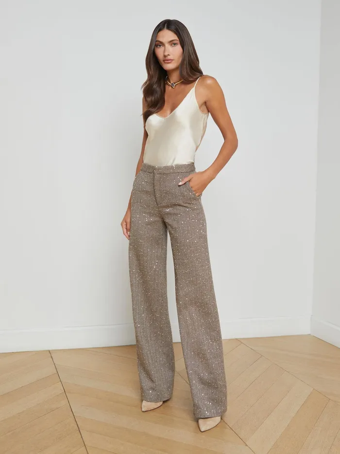 Women L039Agence Pants Livvy StraightLeg Trouser Oliveecru Chevron