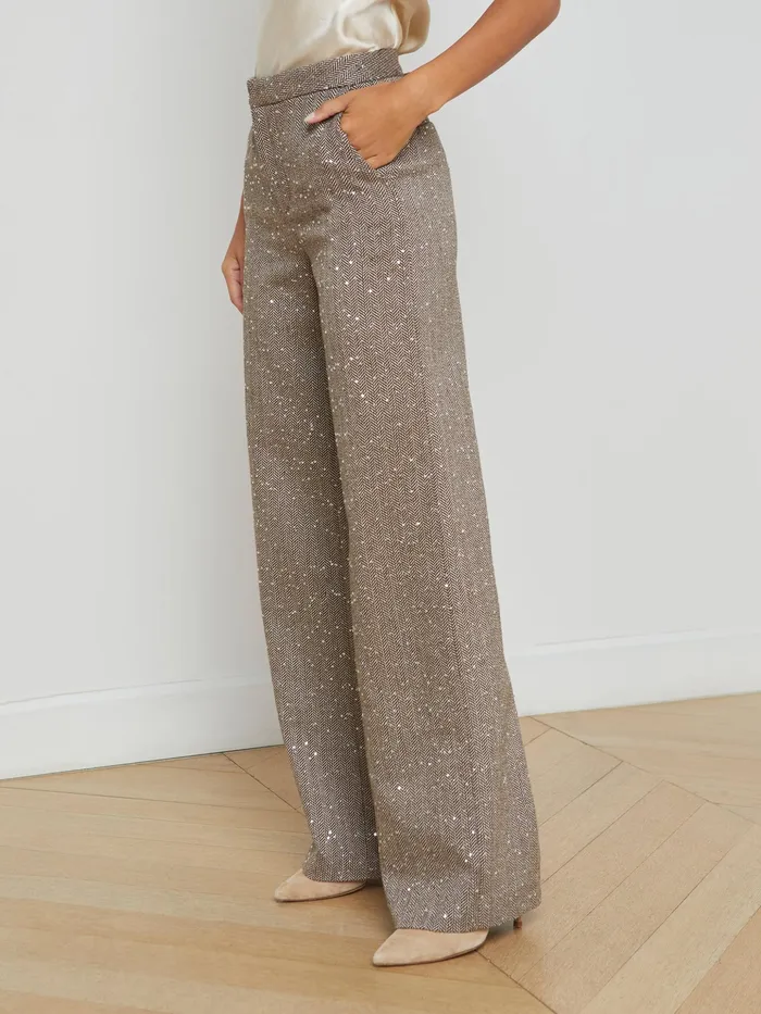 Women L039Agence Pants Livvy StraightLeg Trouser Oliveecru Chevron Women L039Agence Pants Livvy StraightLeg Trouser Oliveecru Chevron