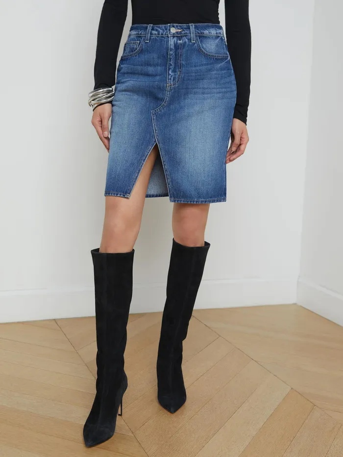 Women L039Agence Skirts Tylee Denim Skirt Brentwood Women L039Agence Skirts Tylee Denim Skirt Brentwood