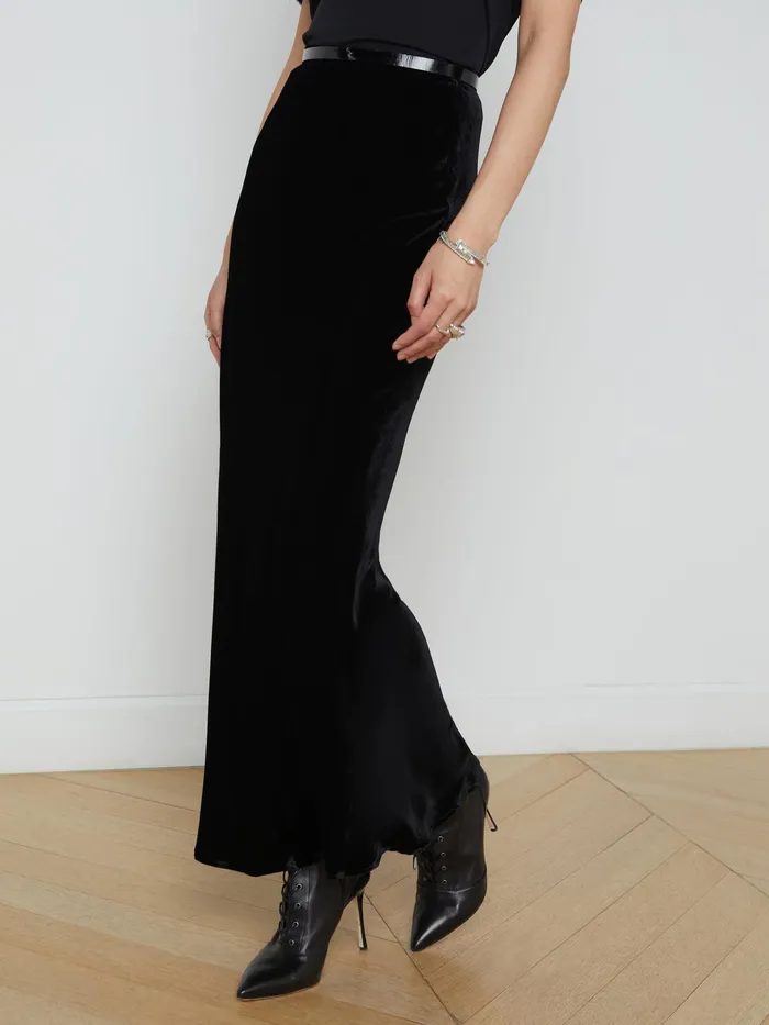 Women L039Agence Skirts Zeta Velvet Maxi Skirt Velvet Black Women L039Agence Skirts Zeta Velvet Maxi Skirt Velvet Black