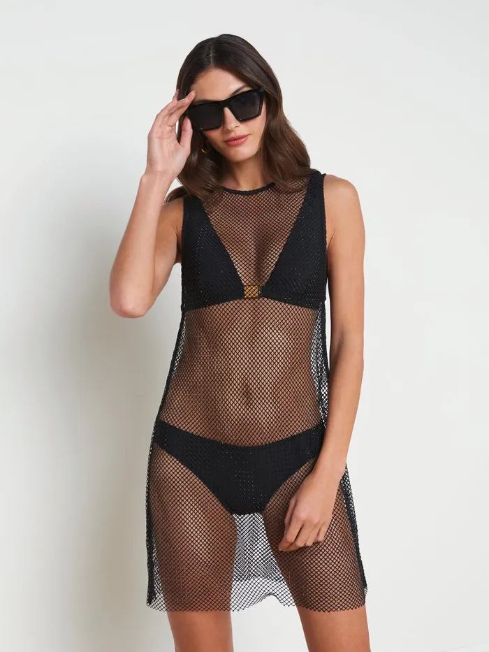 Women L039Agence Swimwear Angela Mesh CoverUp Dress Black Women L039Agence Swimwear Angela Mesh CoverUp Dress Black