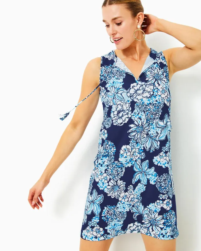 Women Lilly Pulitzer Swim Johana CoverUp Low Tide Navy Bouquet All Day