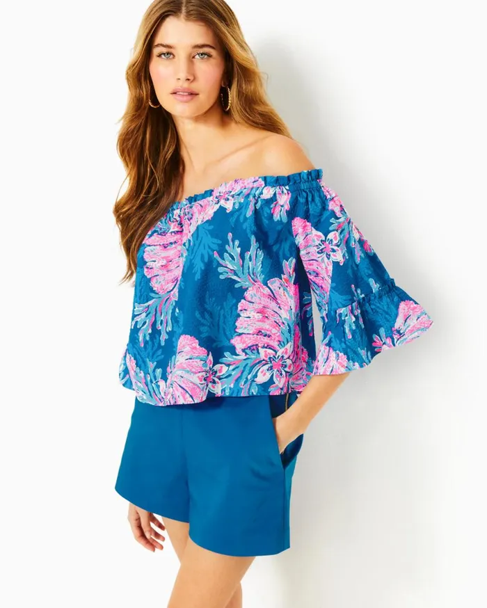 Women Lilly Pulitzer Tops Croix OfftheShoulder Top Multi For The Fans