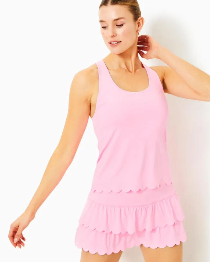 Women Lilly Pulitzer Tops UPF 50 Luxletic Claralee Scallop Bra Tank Top Resort White Women Lilly Pulitzer Tops UPF 50 Luxletic Claralee Scallop Bra Tank Top Resort White