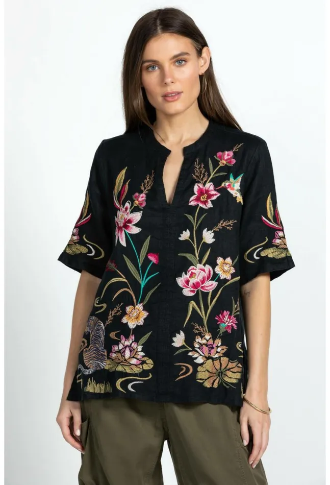 Women Maisie Easy VNeck Top Black Johnny Was Tops
