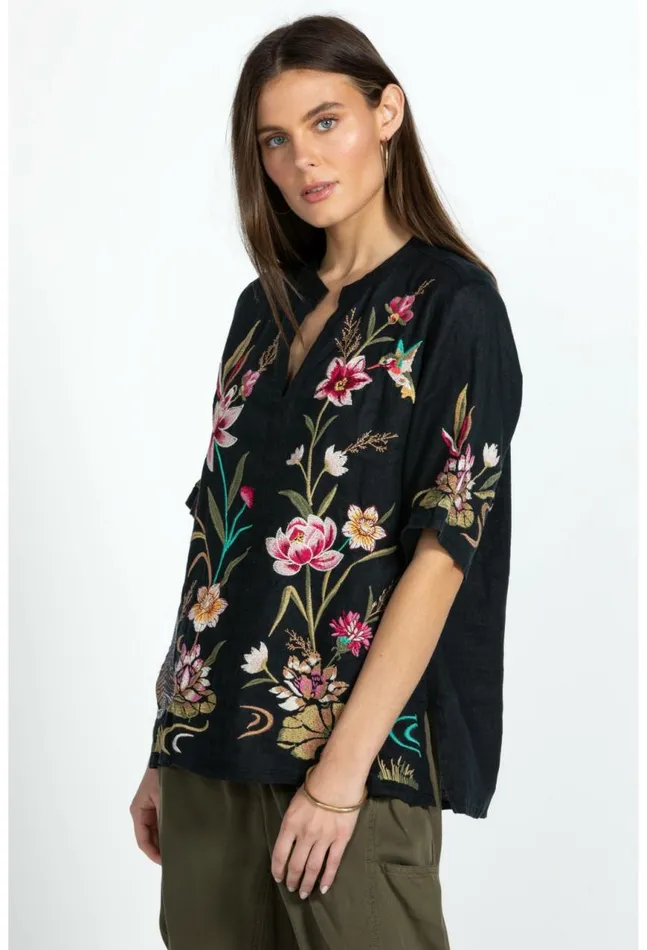 Women Maisie Easy VNeck Top Black Johnny Was Tops