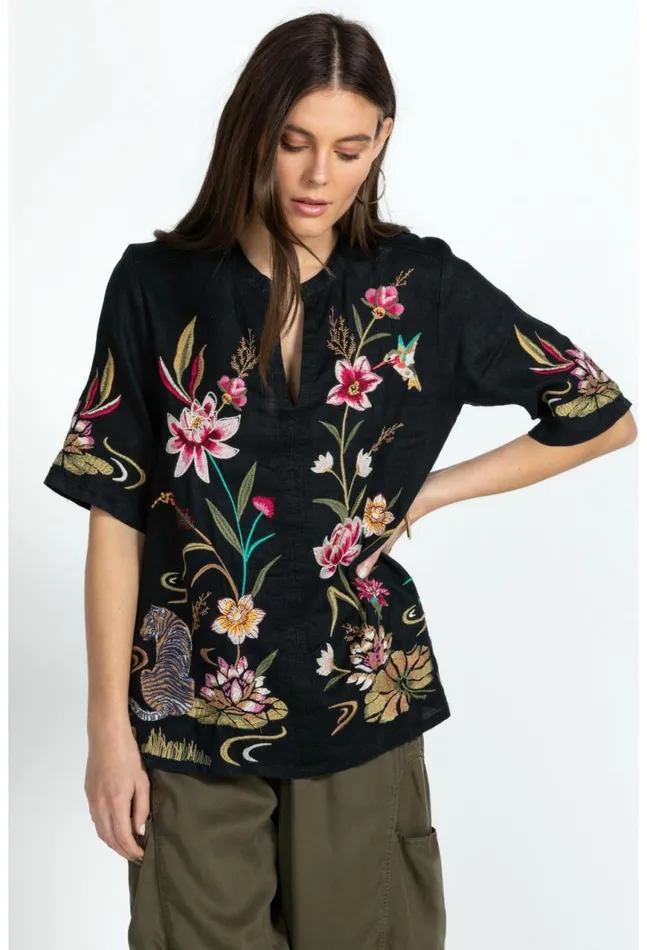 Women Maisie Easy VNeck Top Black Johnny Was Tops