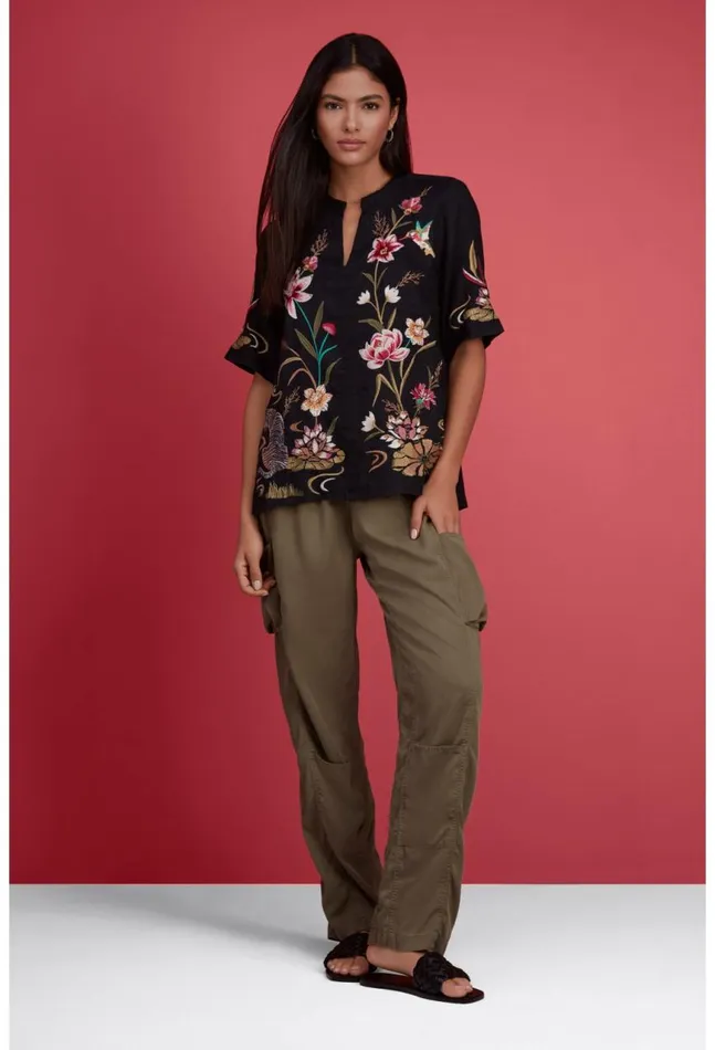 Women Maisie Easy VNeck Top Black Johnny Was Tops
