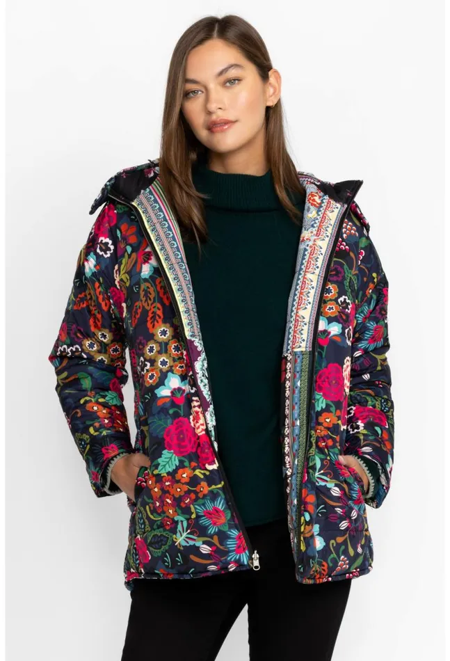 Women Mauri Puffer Jacket Reversible Multi Johnny Was Outerwear