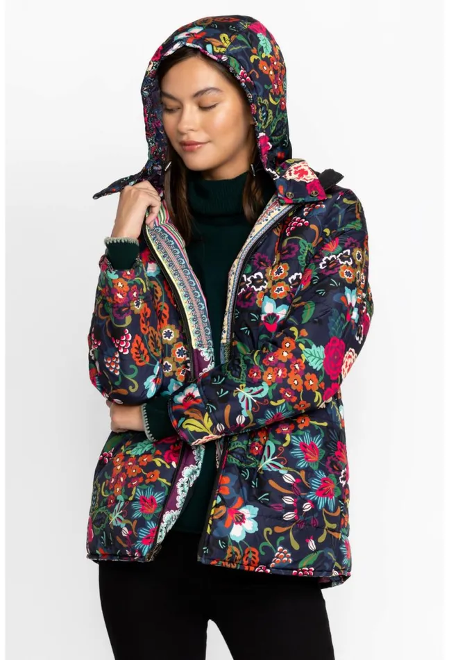 Women Mauri Puffer Jacket Reversible Multi Johnny Was Outerwear