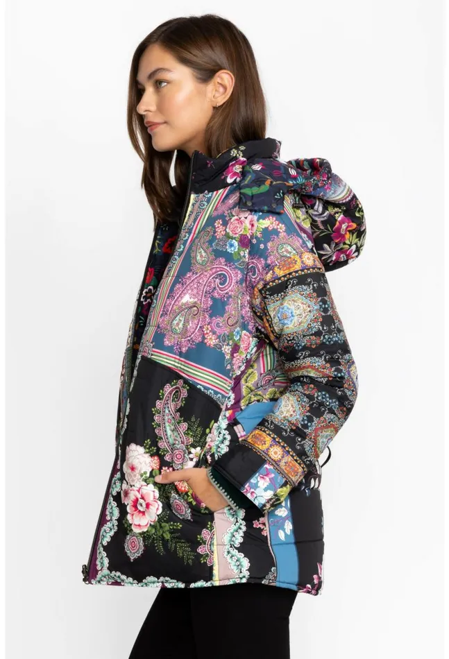 Women Mauri Puffer Jacket Reversible Multi Johnny Was Outerwear