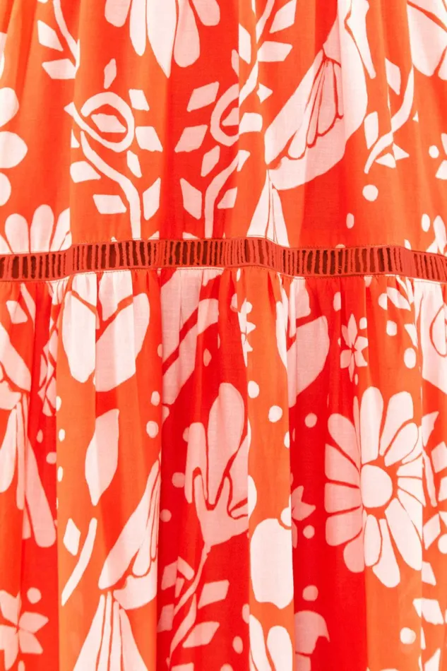 Women Maxi Dresses Farm Rio Orange Neon Jungle Maxi Dress