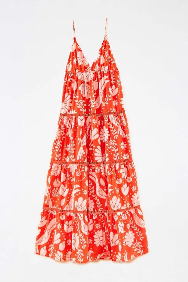 Women Maxi Dresses Farm Rio Orange Neon Jungle Maxi Dress
