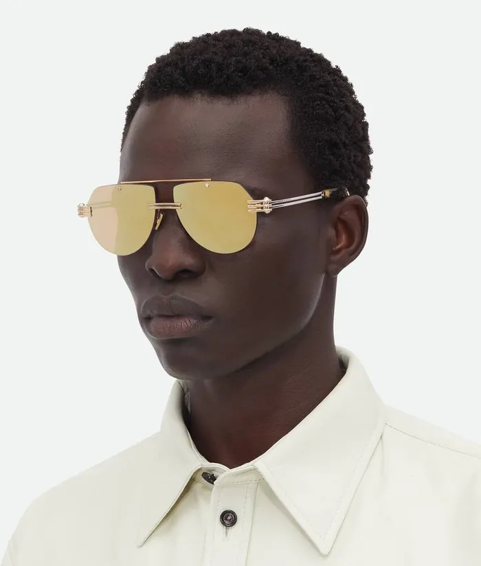 WomenMen Bottega Veneta Sunglasses Bolt Aviator Sunglasses Silverbrown