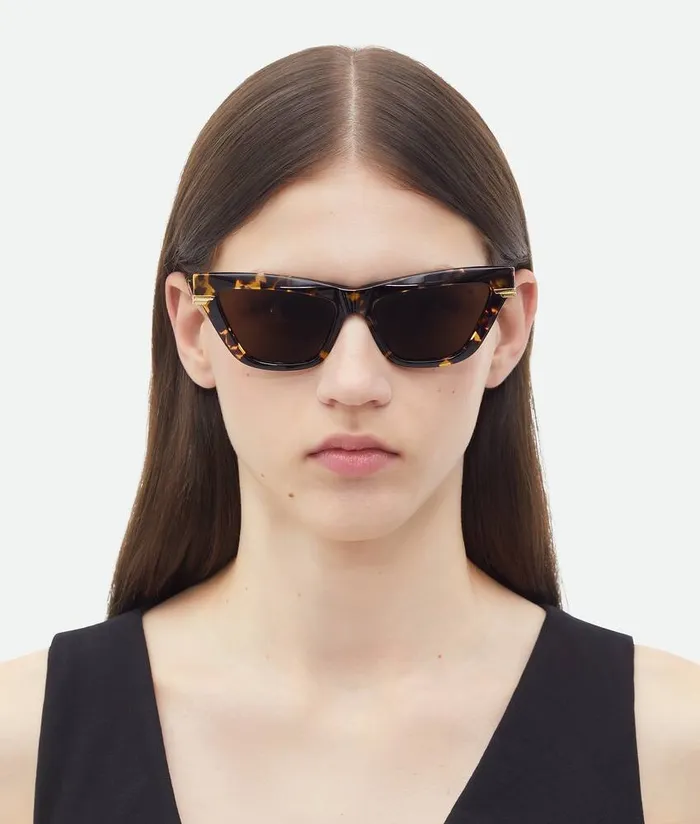 WomenMen Bottega Veneta Sunglasses Classic Acetate Cat Eye Sunglasses Havana Gold Brown