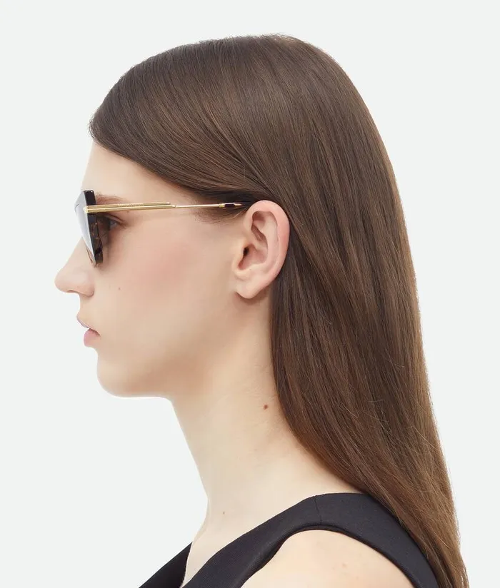 WomenMen Bottega Veneta Sunglasses Classic Acetate Cat Eye Sunglasses Havana Gold Brown