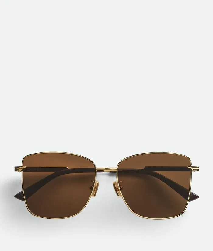 WomenMen Bottega Veneta Sunglasses Classic Square Sunglasses Gold Brown