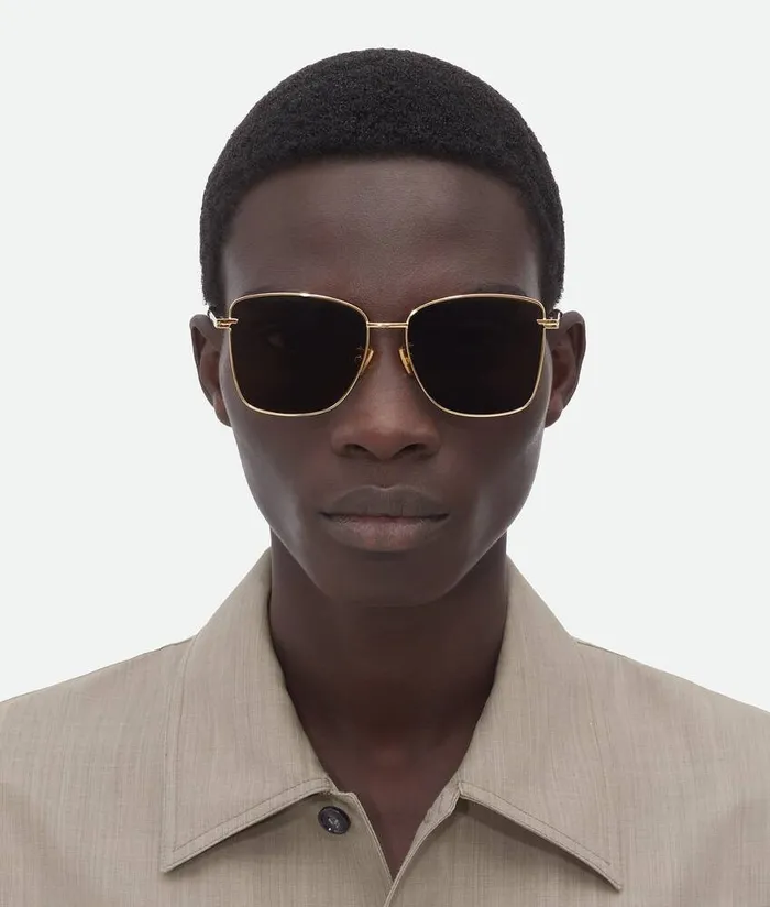 WomenMen Bottega Veneta Sunglasses Classic Square Sunglasses Gold Brown