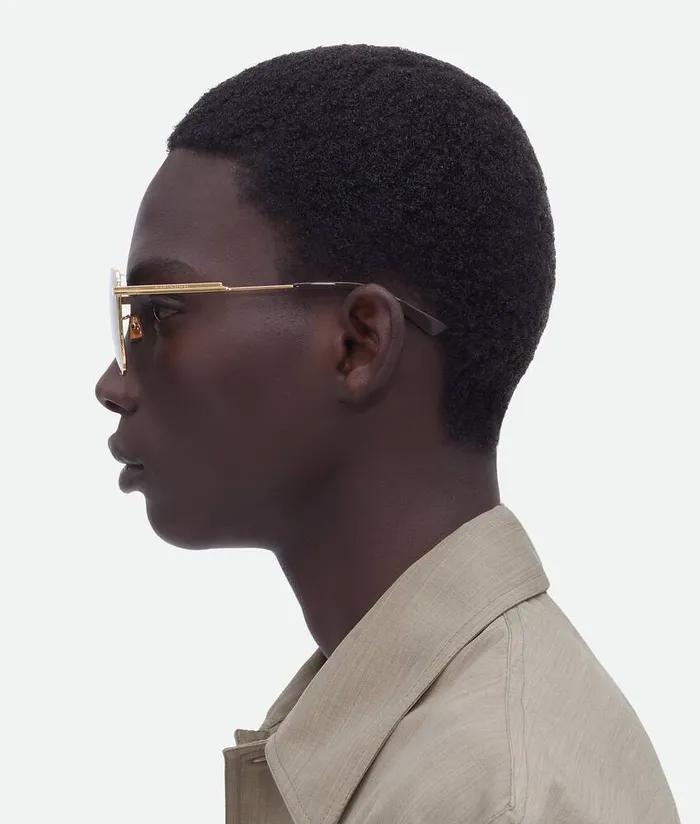 WomenMen Bottega Veneta Sunglasses Classic Square Sunglasses Gold Brown