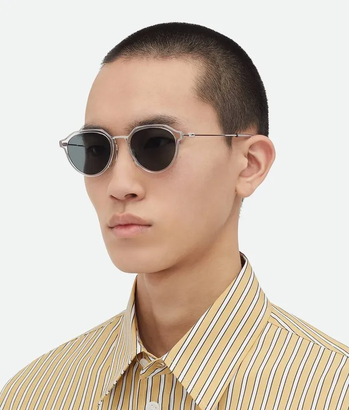 WomenMen Bottega Veneta Sunglasses Ultrathin Panthos Sunglasses Greygreen