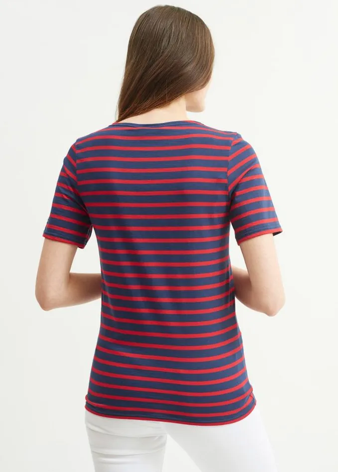 WomenMen Breton Striped Shirts Saint James LEVANT MODERN Navy Red