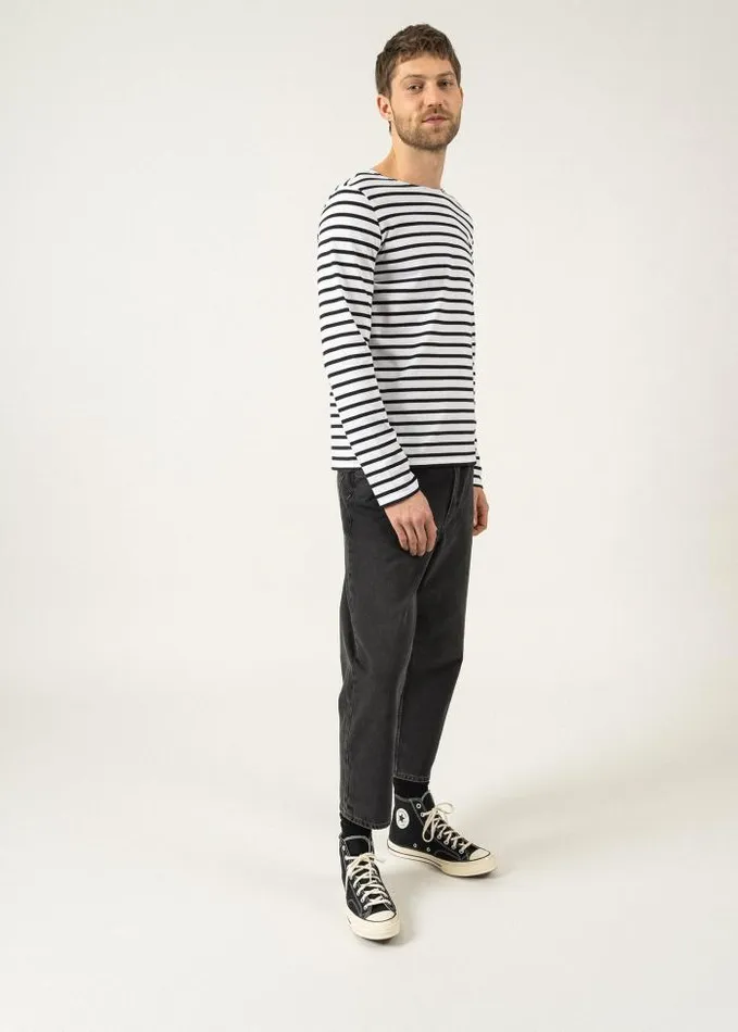 WomenMen Breton Striped Shirts Saint James MINQUIERS MODERN White Black