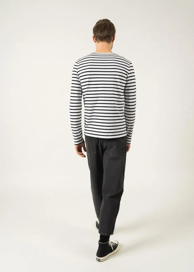 WomenMen Breton Striped Shirts Saint James MINQUIERS MODERN White Black