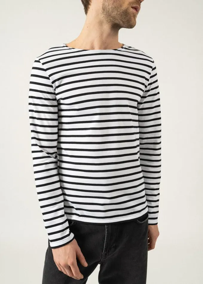 WomenMen Breton Striped Shirts Saint James MINQUIERS MODERN White Black
