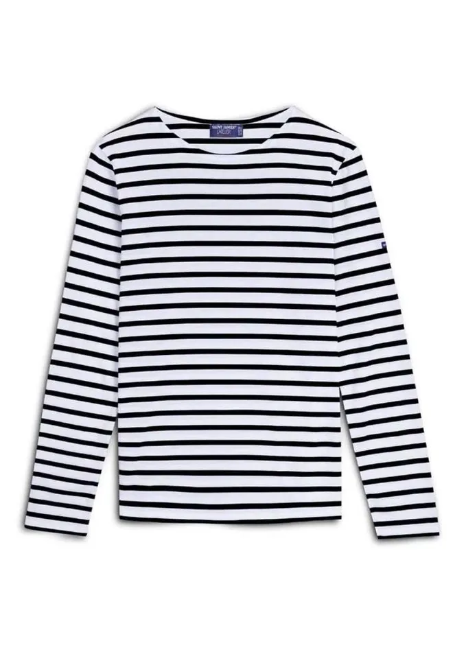WomenMen Breton Striped Shirts Saint James MINQUIERS MODERN White Black