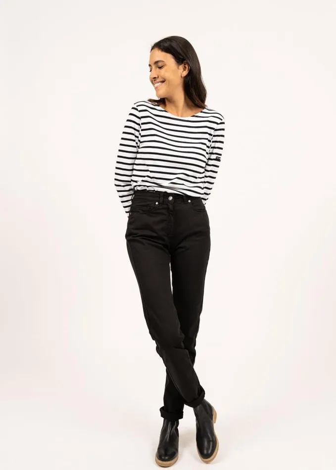 WomenMen Breton Striped Shirts Saint James MINQUIERS MODERN White Black