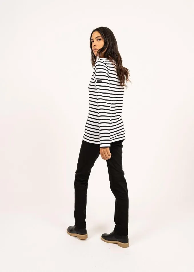 WomenMen Breton Striped Shirts Saint James MINQUIERS MODERN White Black