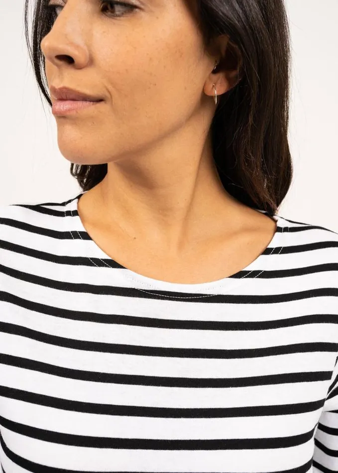 WomenMen Breton Striped Shirts Saint James MINQUIERS MODERN White Black