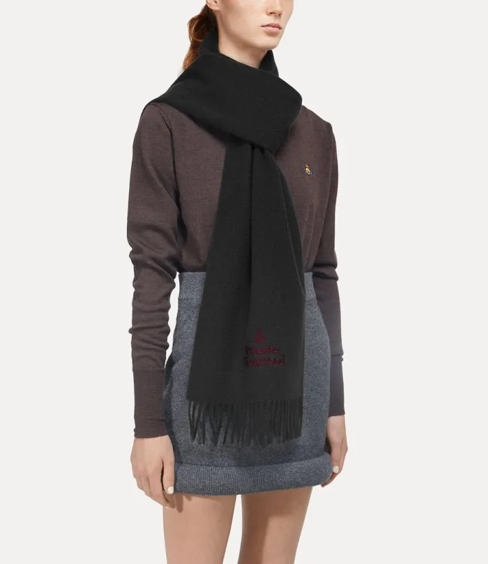 WomenMen Embroidered Scarf Darkgrey Vivienne Westwood Scarves And Ponchos WomenMen Embroidered Scarf Darkgrey Vivienne Westwood Scarves And Ponchos