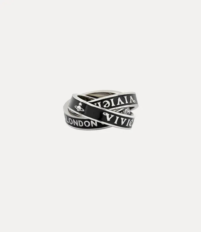 WomenMen Percy Ring Platinumblackenamel Vivienne Westwood Rings WomenMen Percy Ring Platinumblackenamel Vivienne Westwood Rings