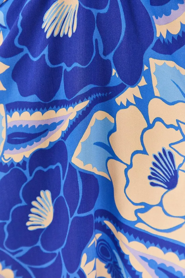 Women Midi Dresses Farm Rio Blue Tropical Groove Lenzing Ecovero Viscose Midi Dress