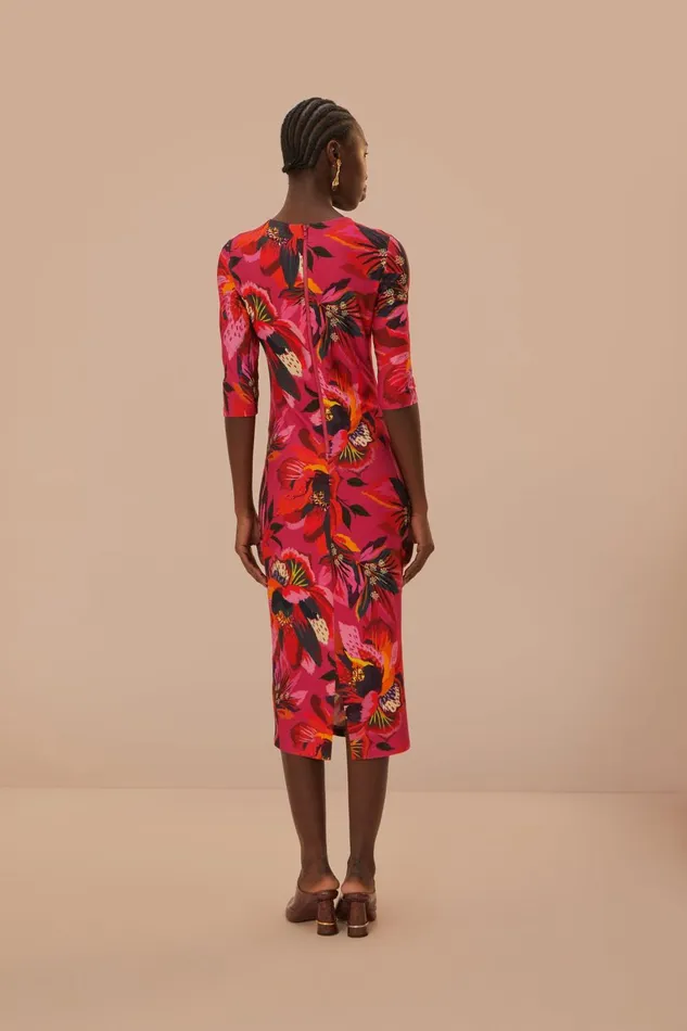 Women Midi Dresses Farm Rio Colorful Flowers Jersey Midi Dress