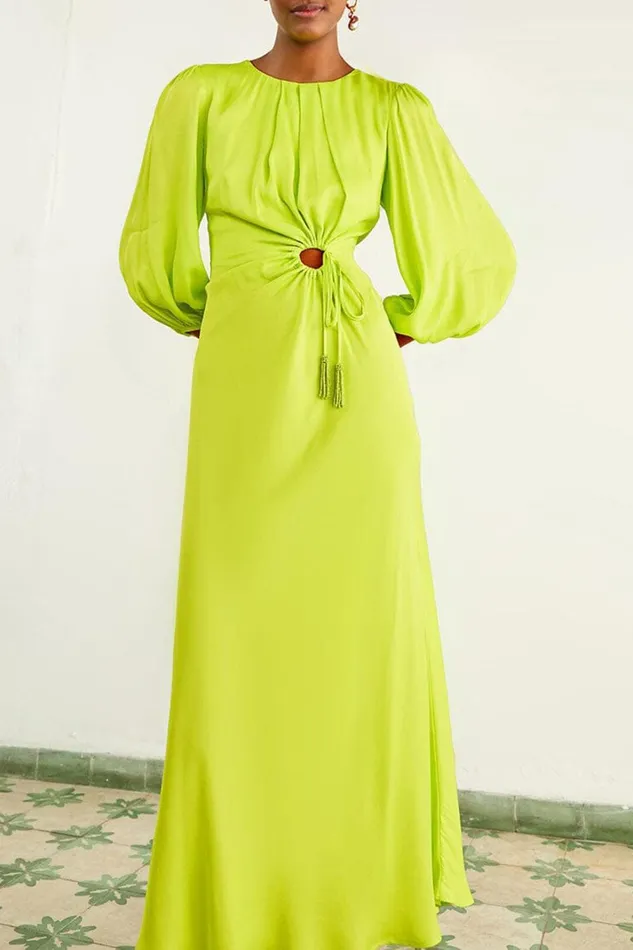 Women Midi Dresses Farm Rio Lime Circle Cut Out Lenzing Ecovero Viscose Midi Dress