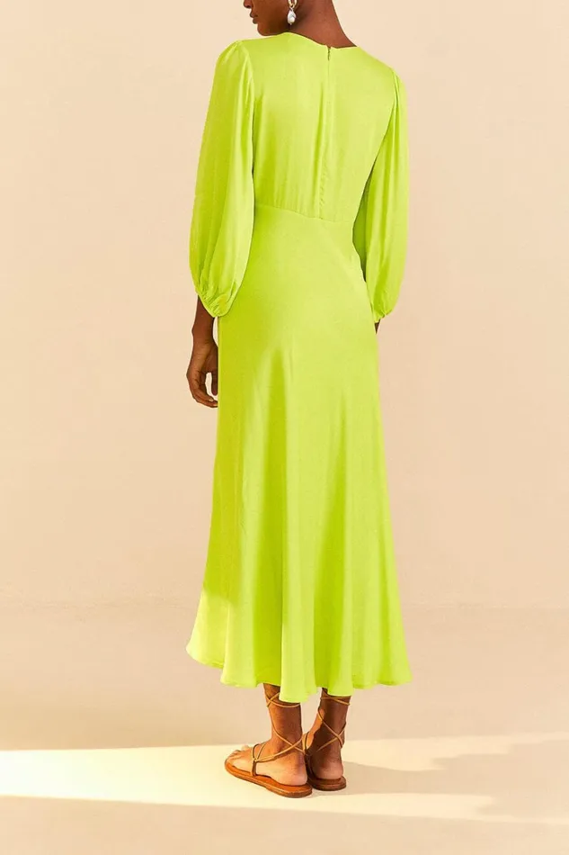 Women Midi Dresses Farm Rio Lime Circle Cut Out Lenzing Ecovero Viscose Midi Dress