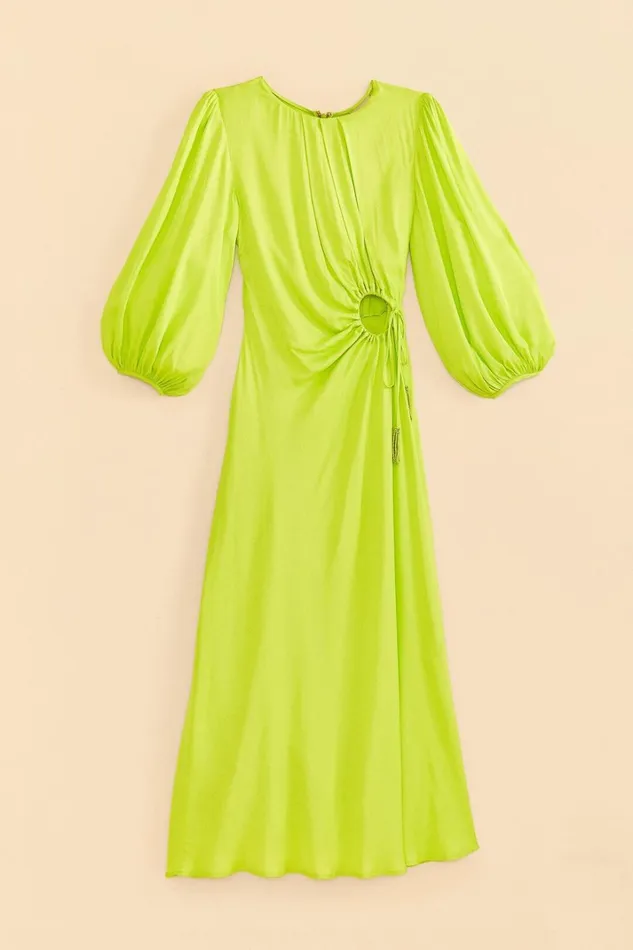 Women Midi Dresses Farm Rio Lime Circle Cut Out Lenzing Ecovero Viscose Midi Dress