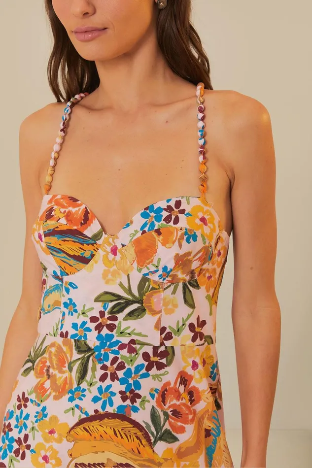 Women Midi Dresses Farm Rio Pink Spring Bananas Midi Dress